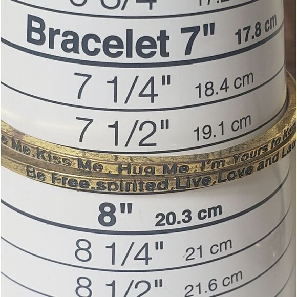 Set Of 4 Bangle Bracelets Beads Crystals & Engraved Messages Words Phrases - Picture 6 of 6